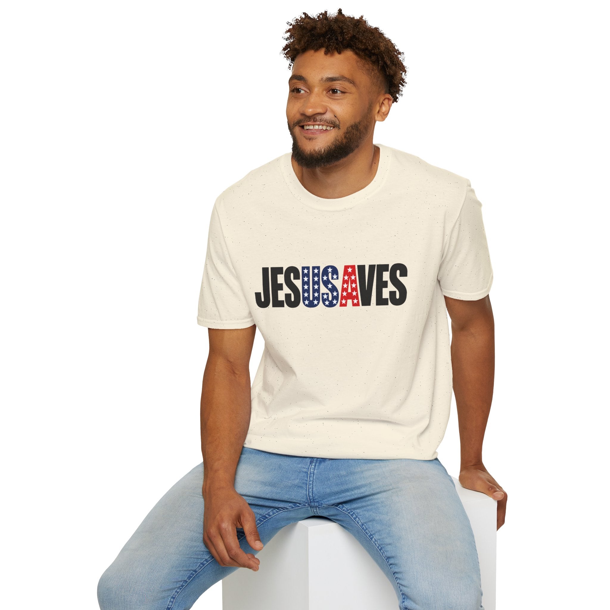 Jesus Saves Patriotic T-Shirt — American Flag Faith Tee