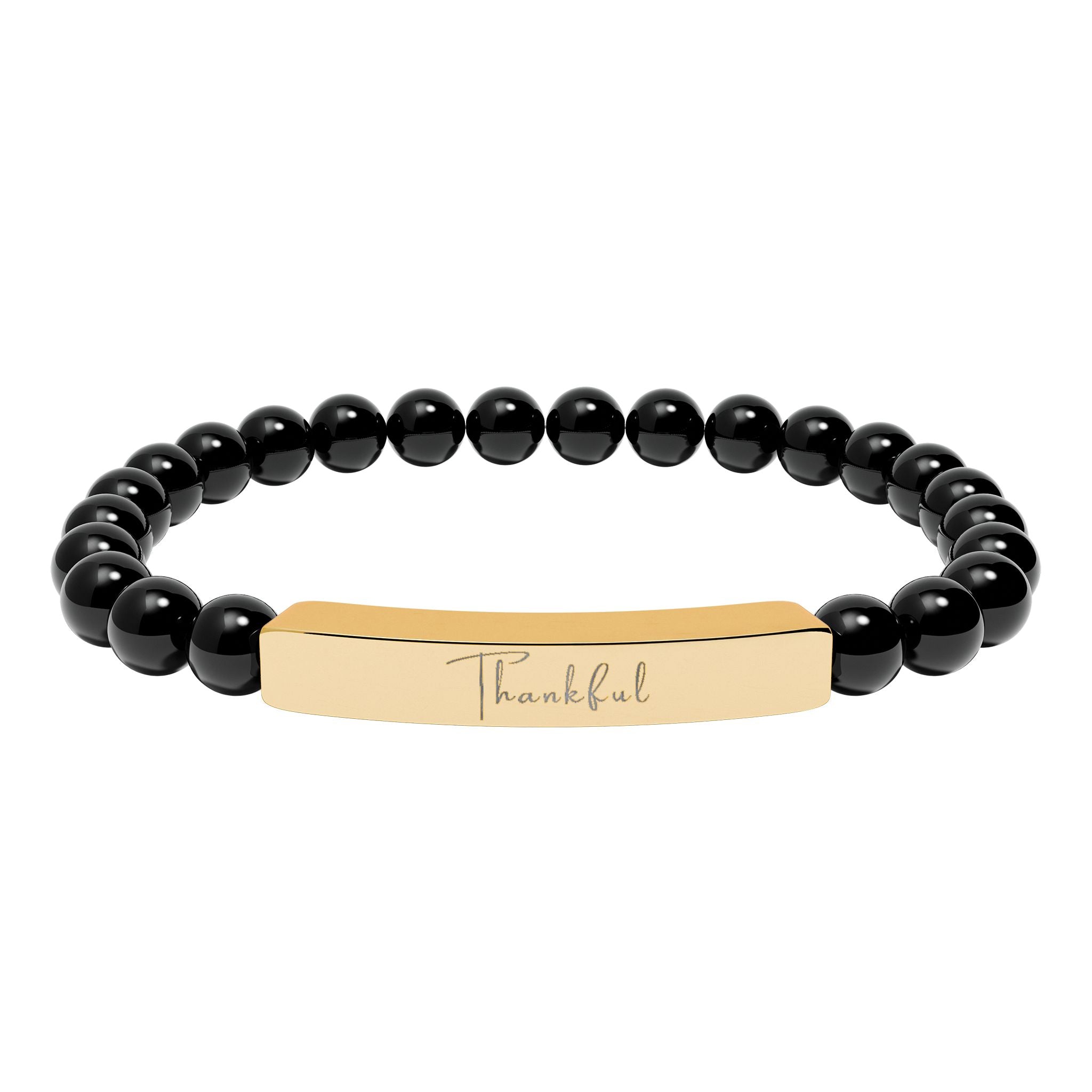 Natural Stone Stretch Bar Bracelet — Thankful
