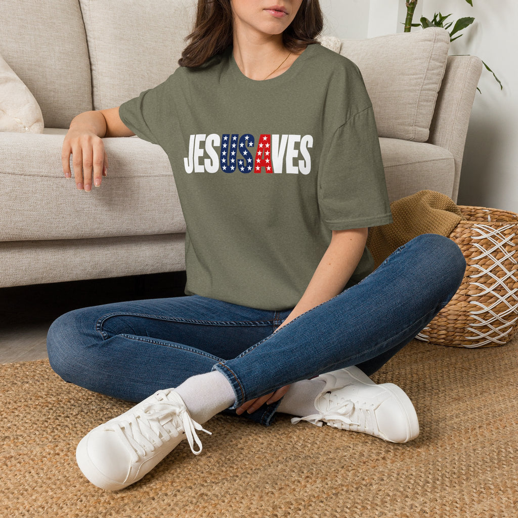 Jesus Saves Patriotic T-Shirt — American Flag Faith Tee