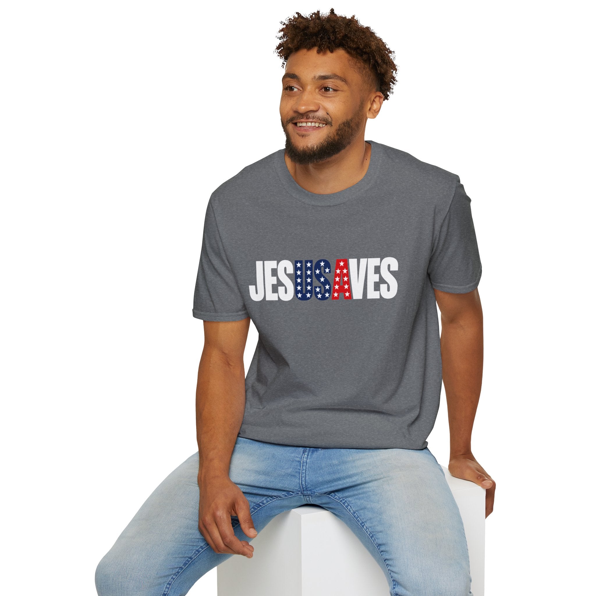 Jesus Saves Patriotic T-Shirt — American Flag Faith Tee