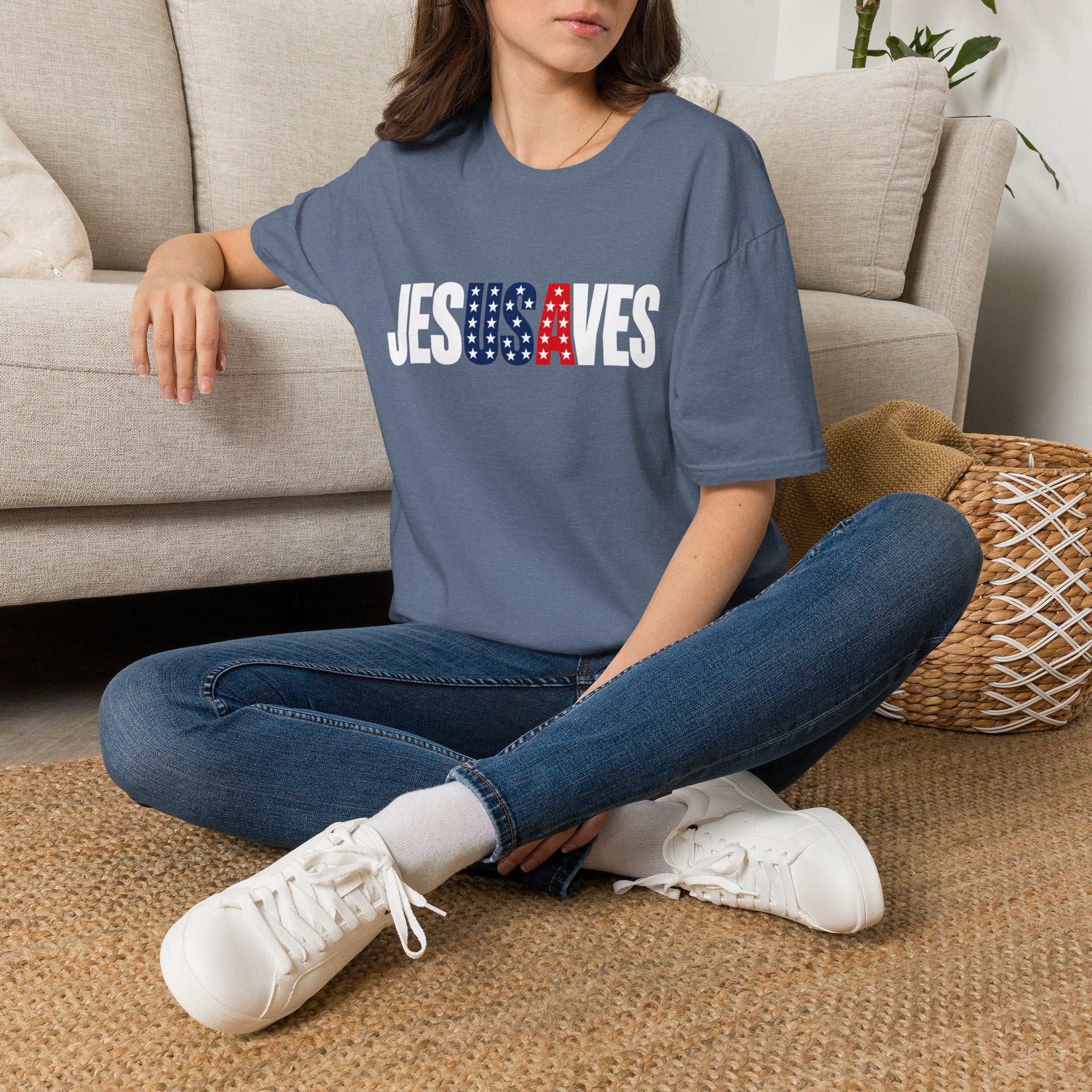 Jesus Saves Patriotic T-Shirt — American Flag Faith Tee