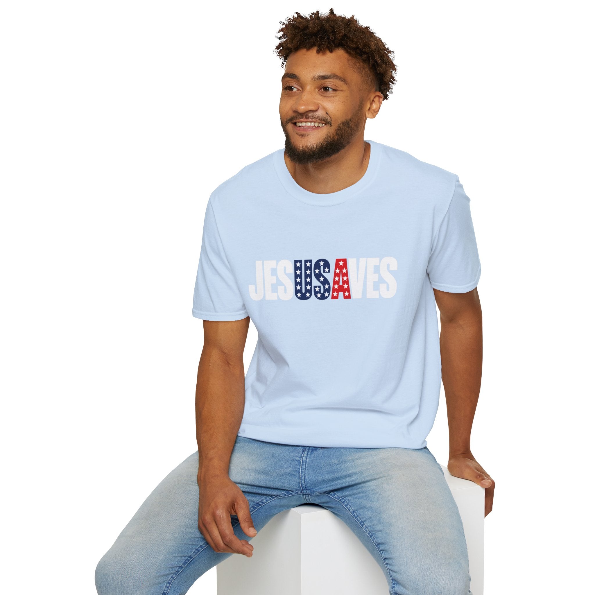 Jesus Saves Patriotic T-Shirt — American Flag Faith Tee