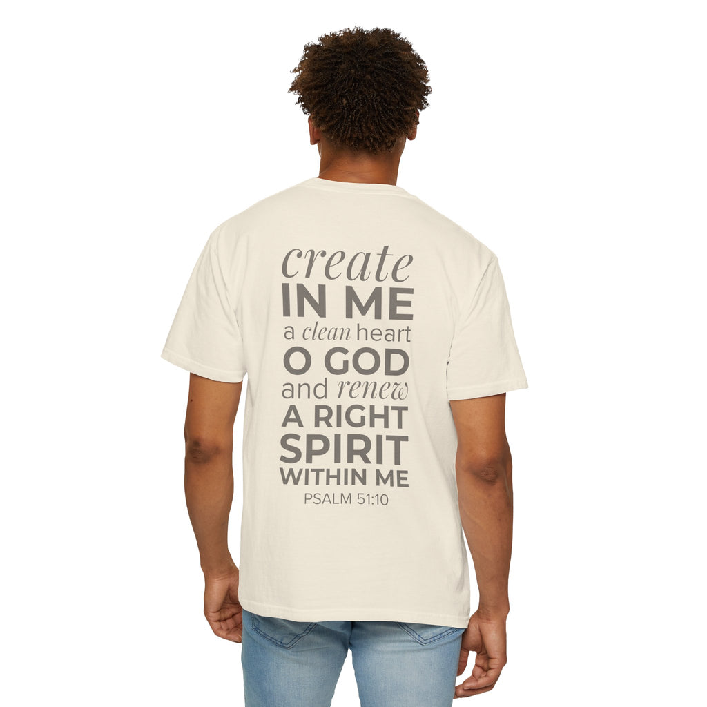 Repentance T-Shirt — "Create in Me a Clean Heart" Psalm 51:10 Christian Tee
