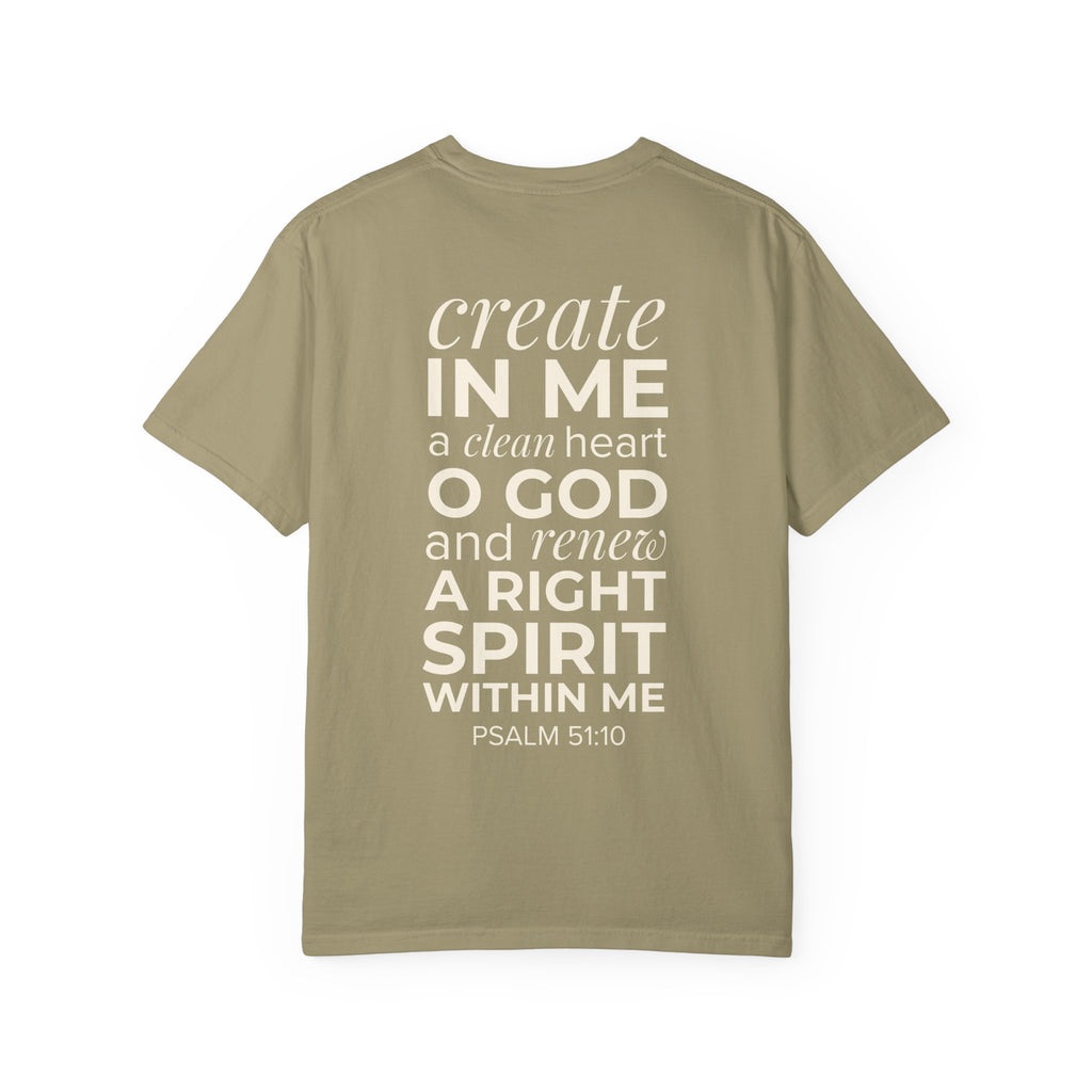 Repentance T-Shirt — "Create in Me a Clean Heart" Psalm 51:10 Christian Tee