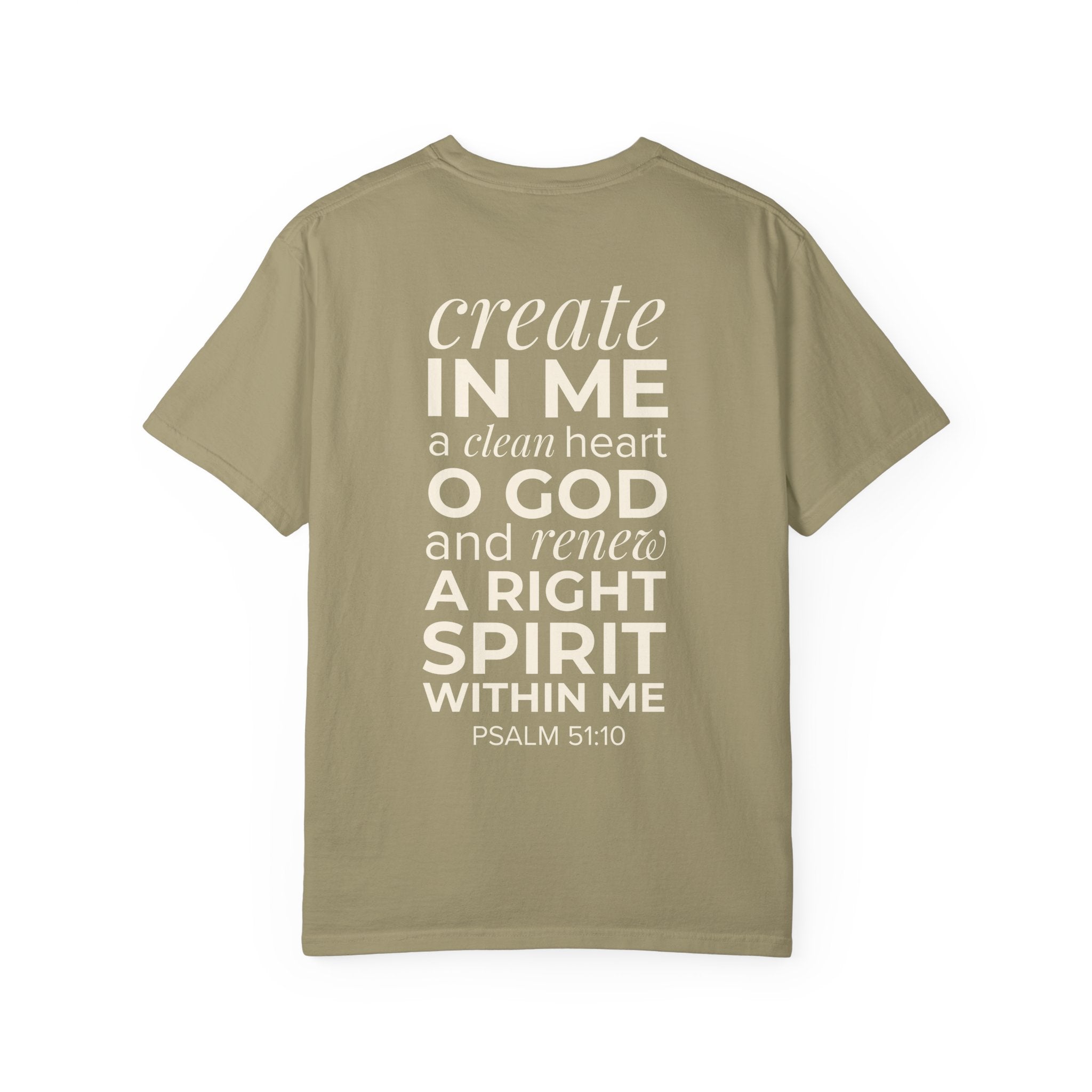 Repentance T-Shirt — "Create in Me a Clean Heart" Psalm 51:10 Christian Tee