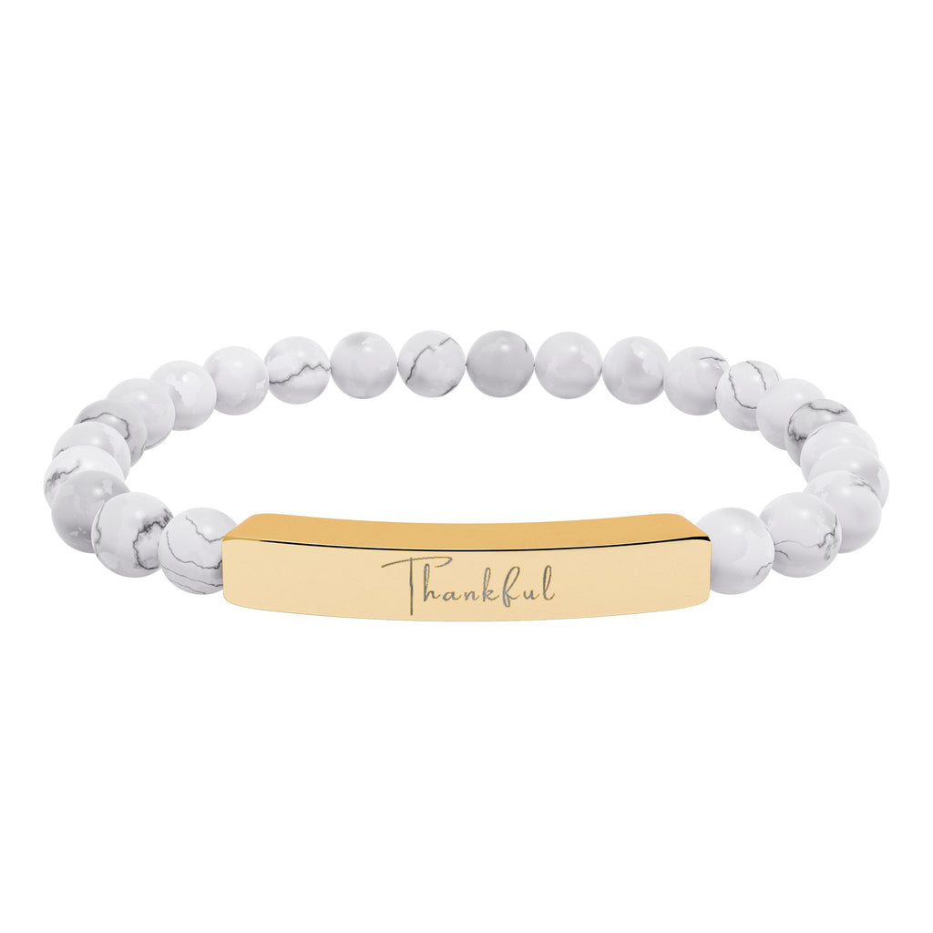 Natural Stone Stretch Bar Bracelet — Thankful