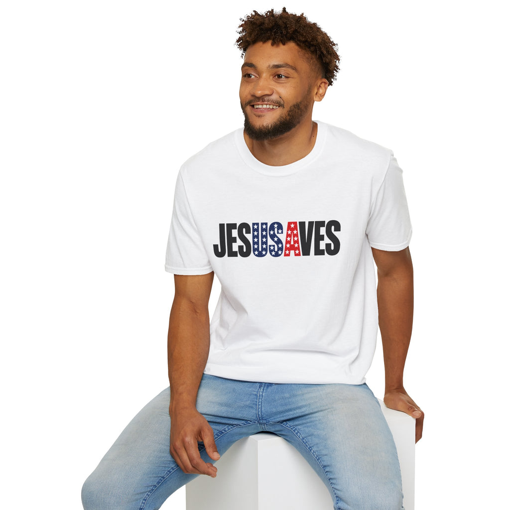 Jesus Saves Patriotic T-Shirt — American Flag Faith Tee