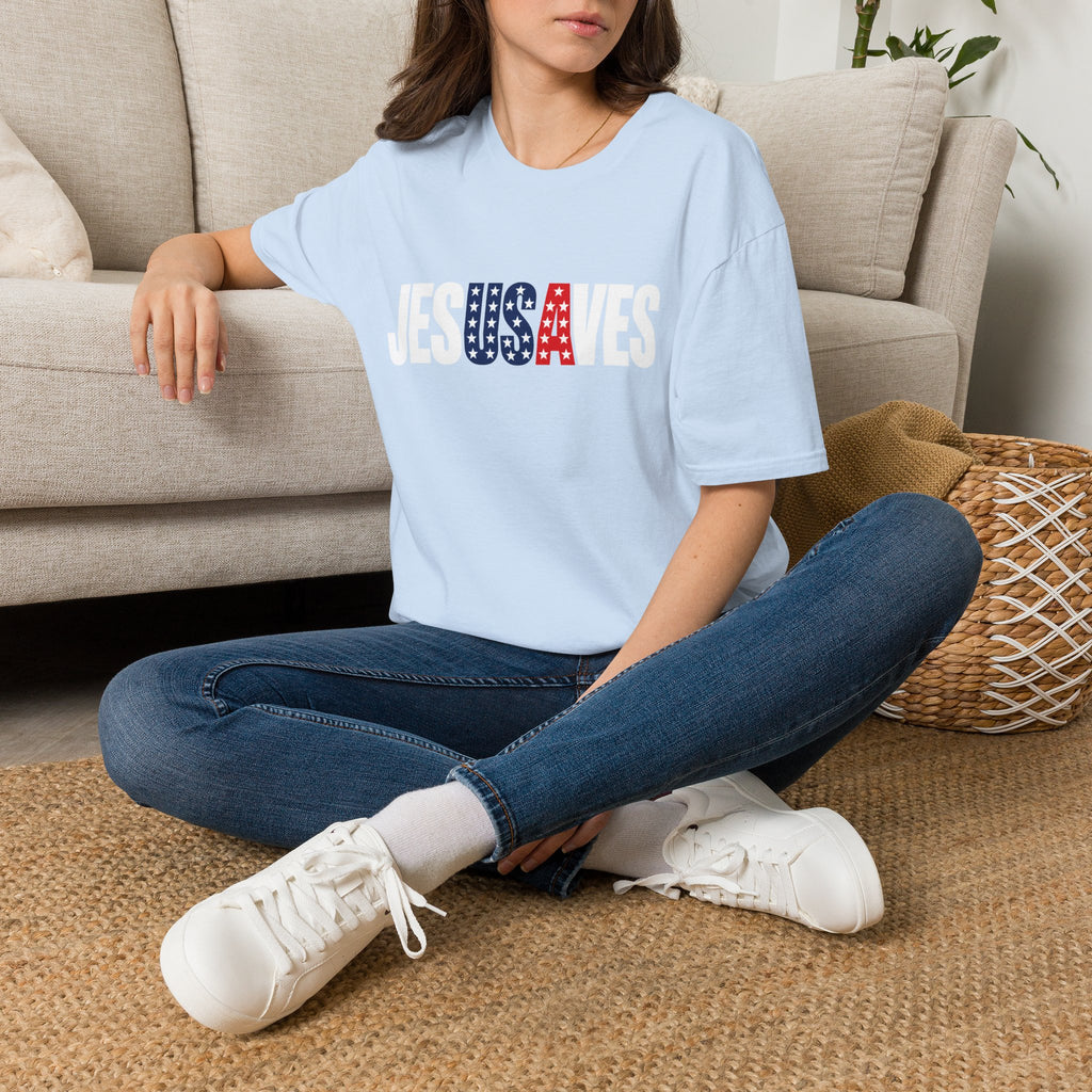 Jesus Saves Patriotic T-Shirt — American Flag Faith Tee