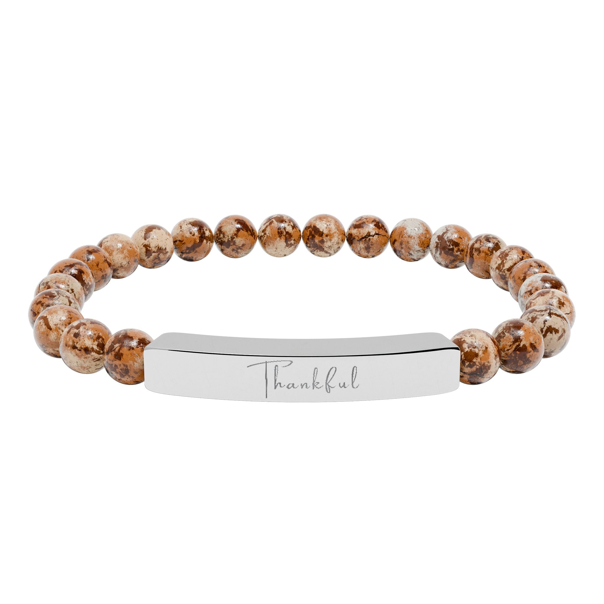 Natural Stone Stretch Bar Bracelet — Thankful
