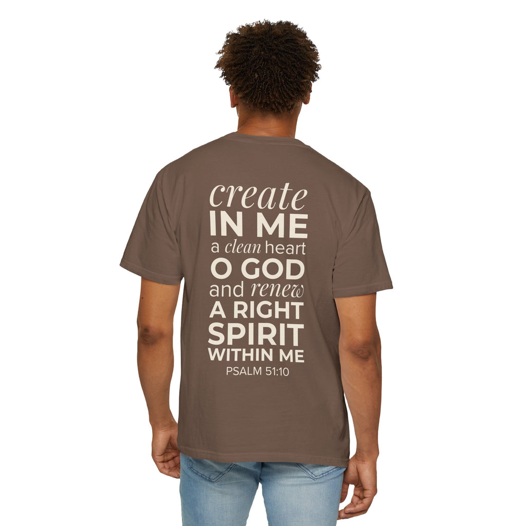 Repentance T-Shirt — "Create in Me a Clean Heart" Psalm 51:10 Christian Tee